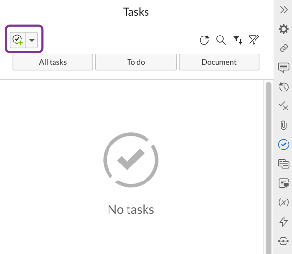 Create a task in the Tasks panel
