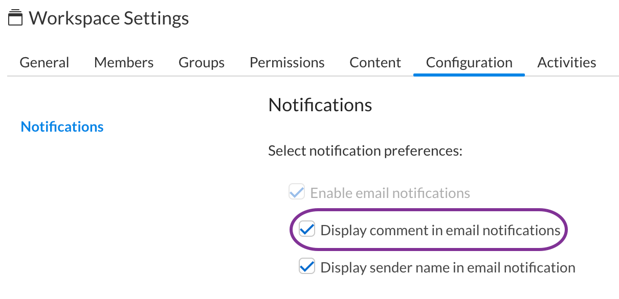Display comment option