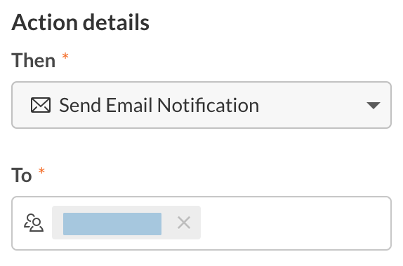 Send email notification action details