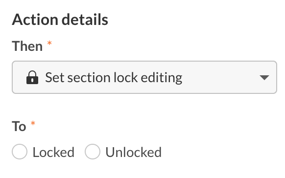 Set section lock editing action details