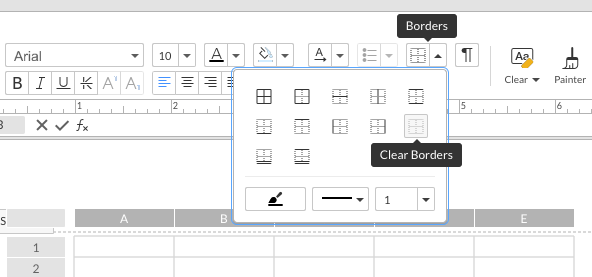 Remove borders by clicking the Clear Borders option