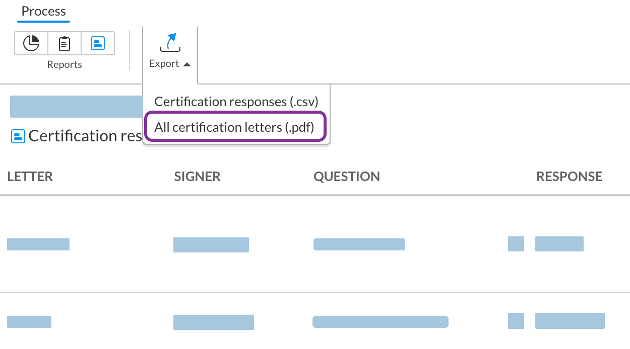 Export all certification letters
