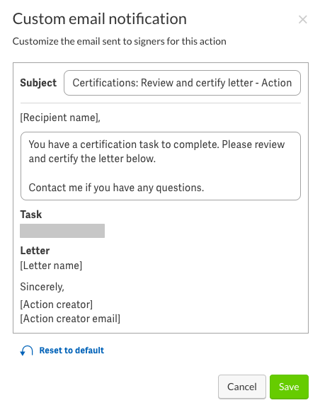 Custom email notifications