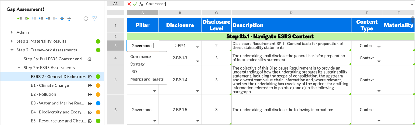 Assess gaps in ESRS for ESG reporting – Support Center