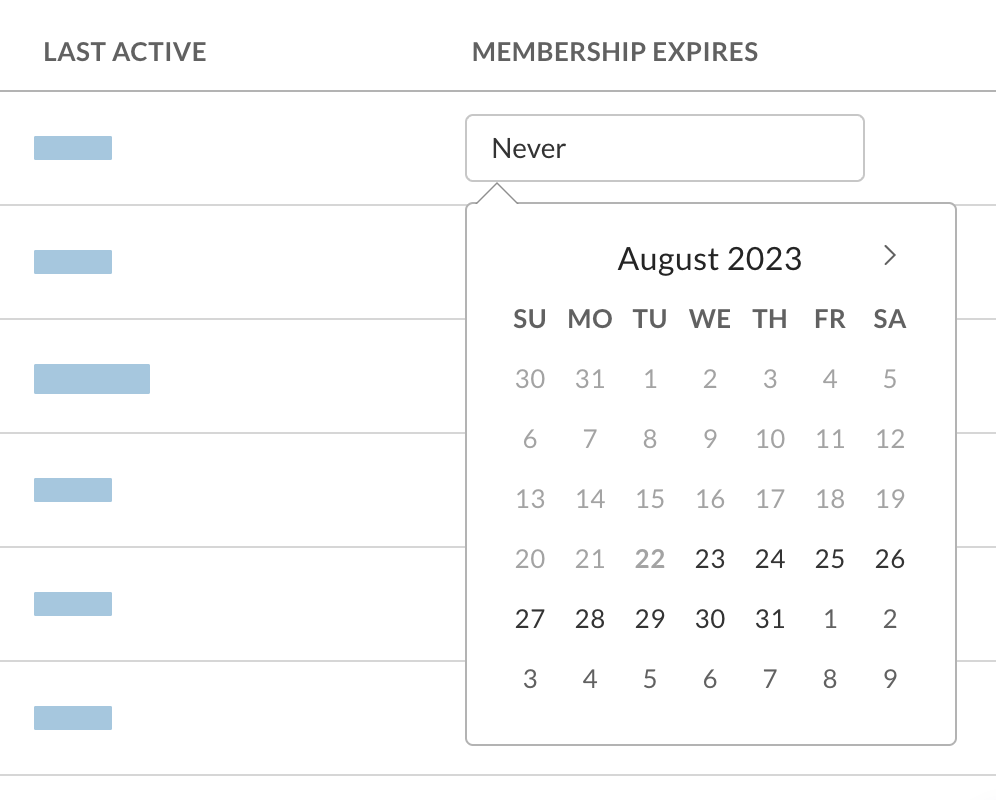 Membership expires column