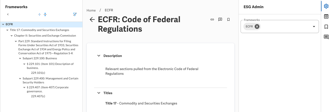 Use Regulation S-K of Code of Federal Regulations in ESG Explorer ...