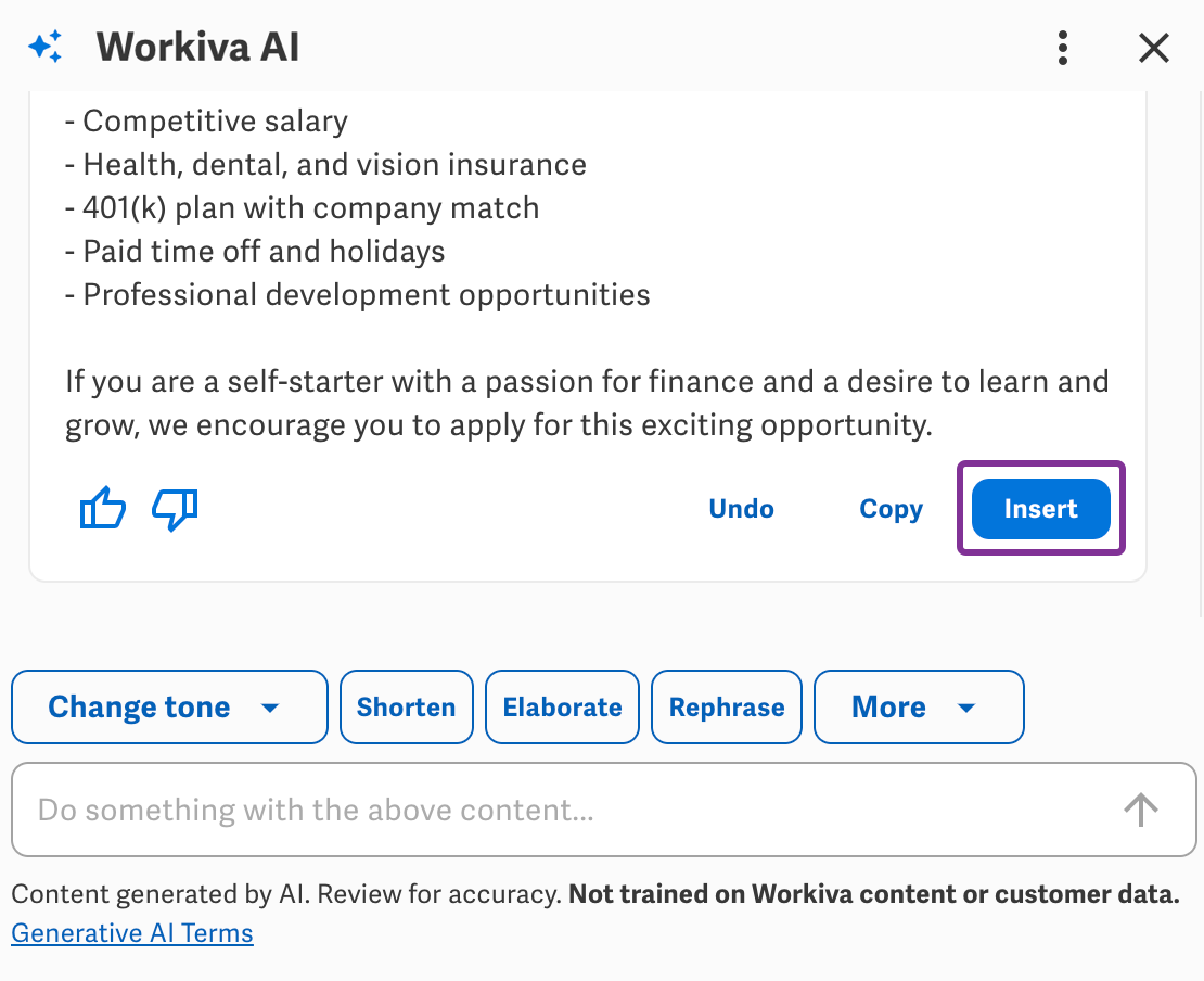 Workiva AI's inline content editor for presentations and spreadsheets ...