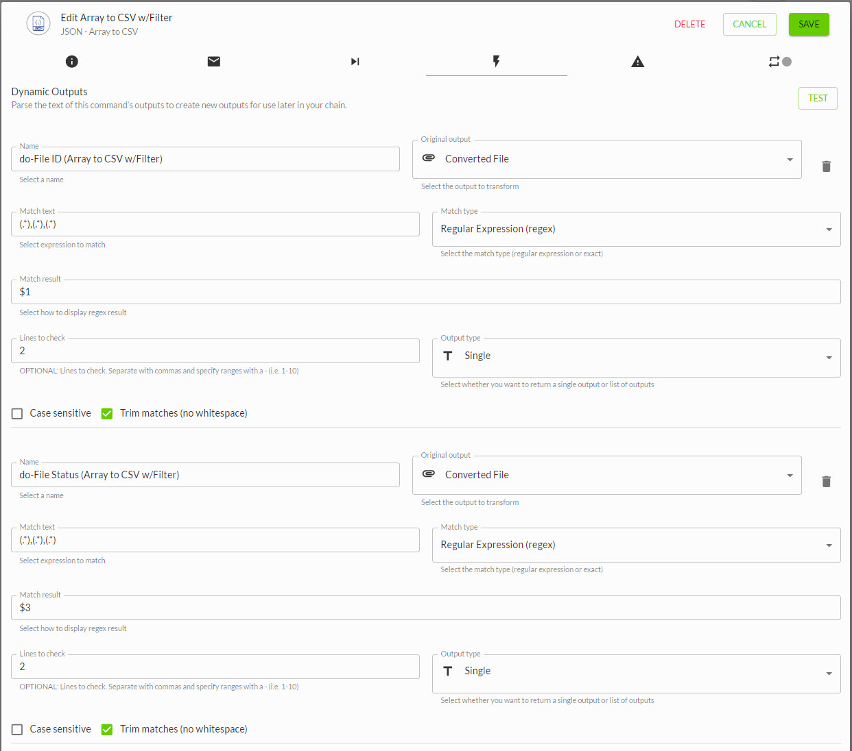Using Filters in the JSON Array to CSV Command – Support Center