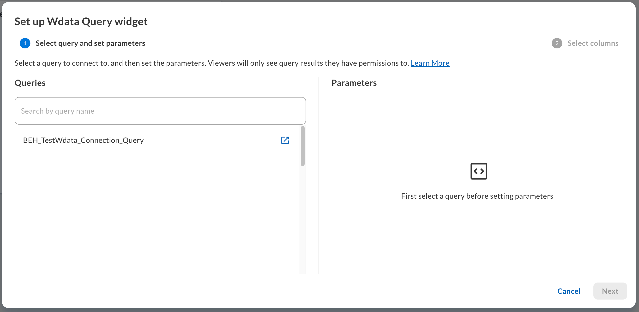 Add Wdata Query widget to Home dashboard – Support Center