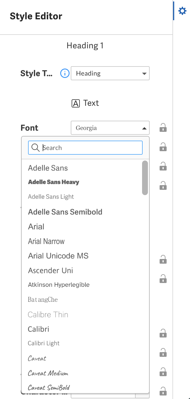 Change font in style editor