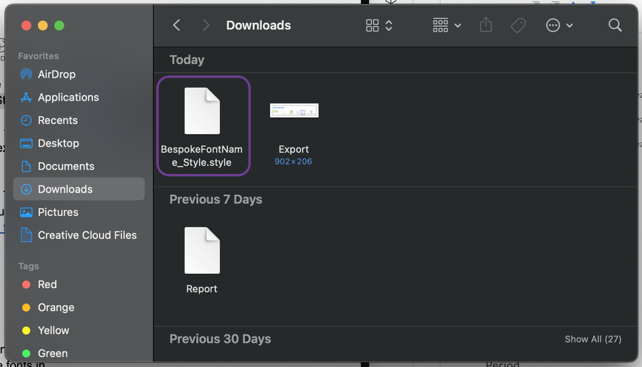 Rename exported style guide in your desktop