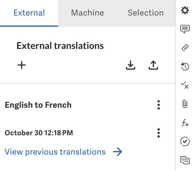 Translation previews in a project