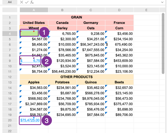 track changes in spreadsheeets