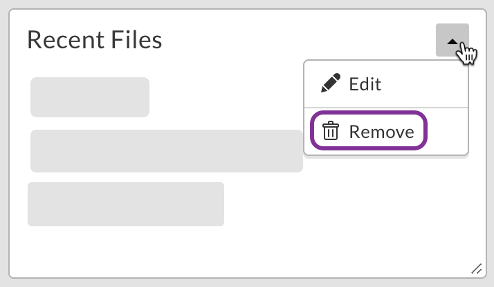 Seleziona Rimuovi dal menu a discesa del widget