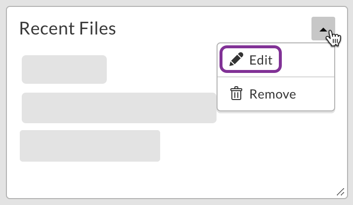 Select edit from the dropdown menu in the widget