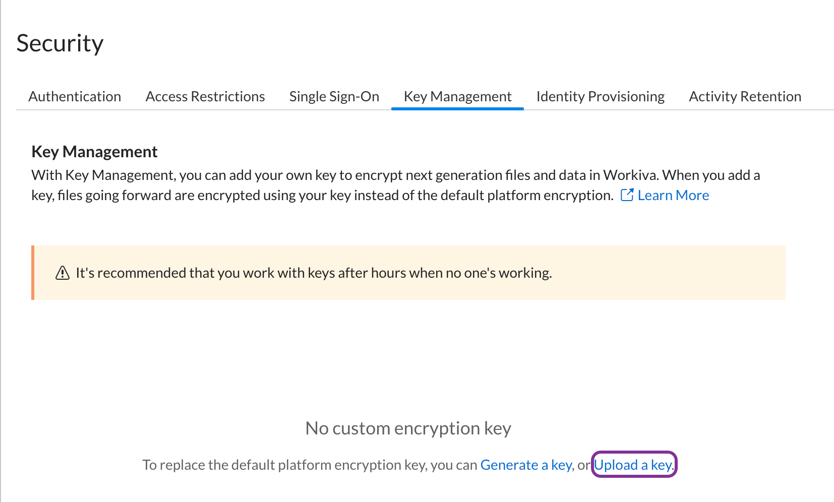 click Upload a key