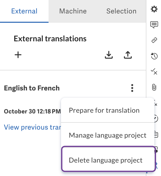 Delete a language project