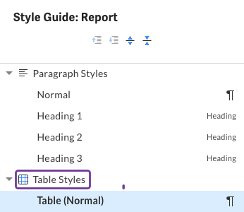 Table style default