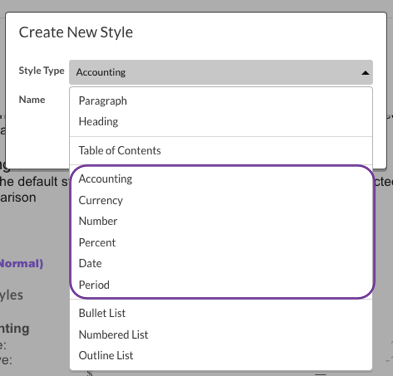 Select style type