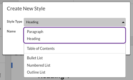 Create new paragraph or heading style in the style guide