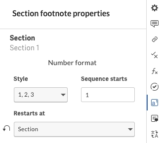 Réinitialiser les options de notes de bas de page