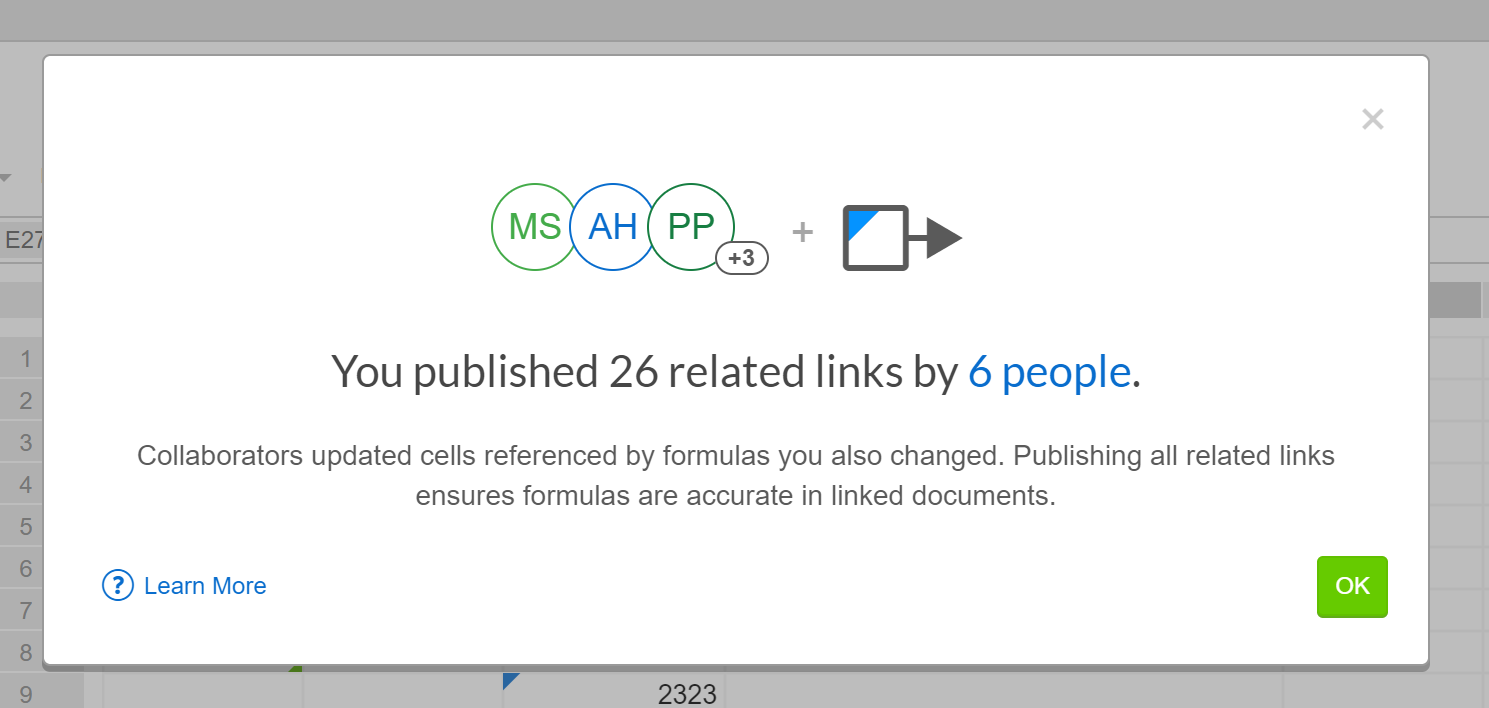 Publish all links notification