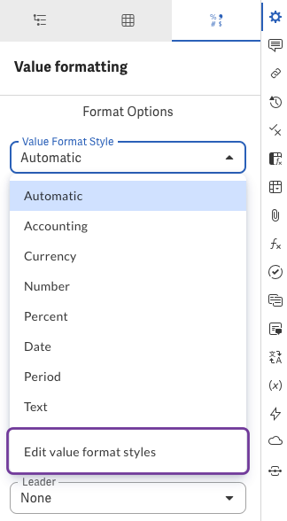 Open style guide editor through dropdown