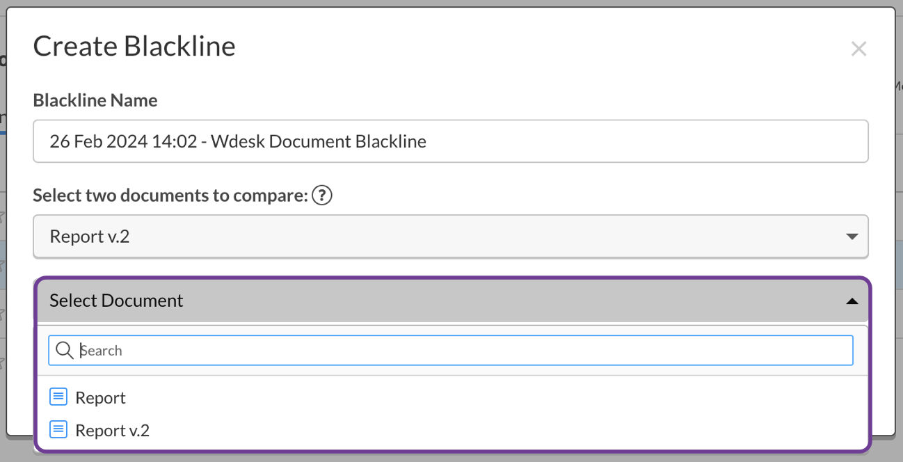 Document dropdown