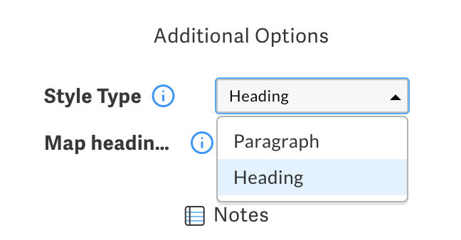 Style type in additional options
