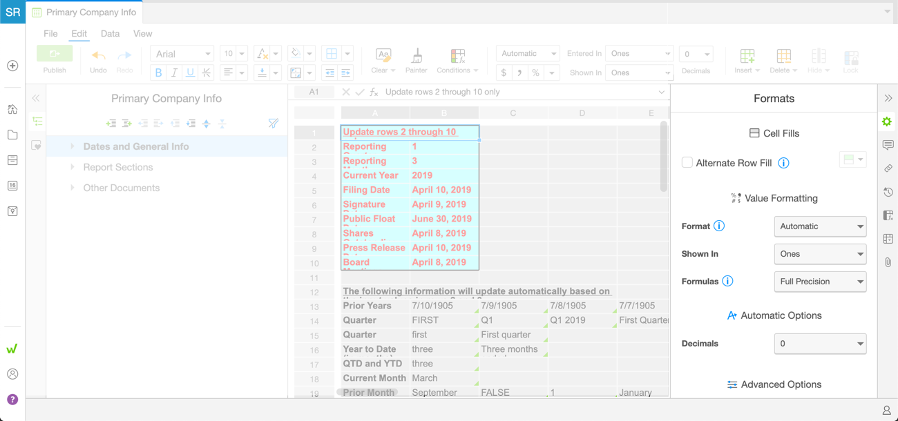 Applying Value Formatting