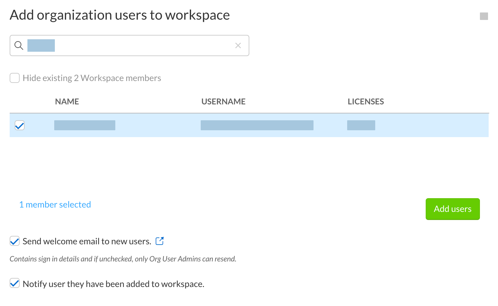 Select user to add
