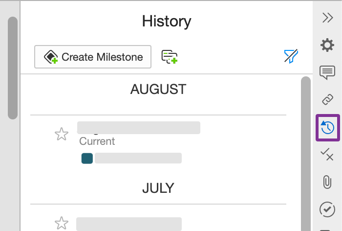 the history panel shows revisions grouped by date and time