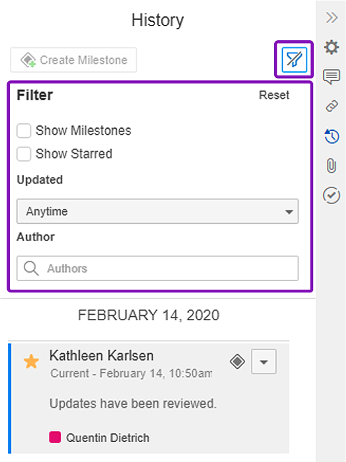filter milestones