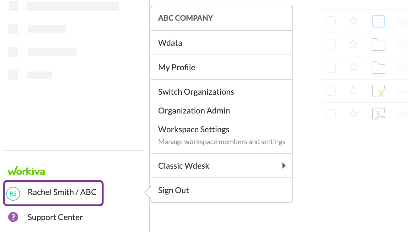 Profile and settings