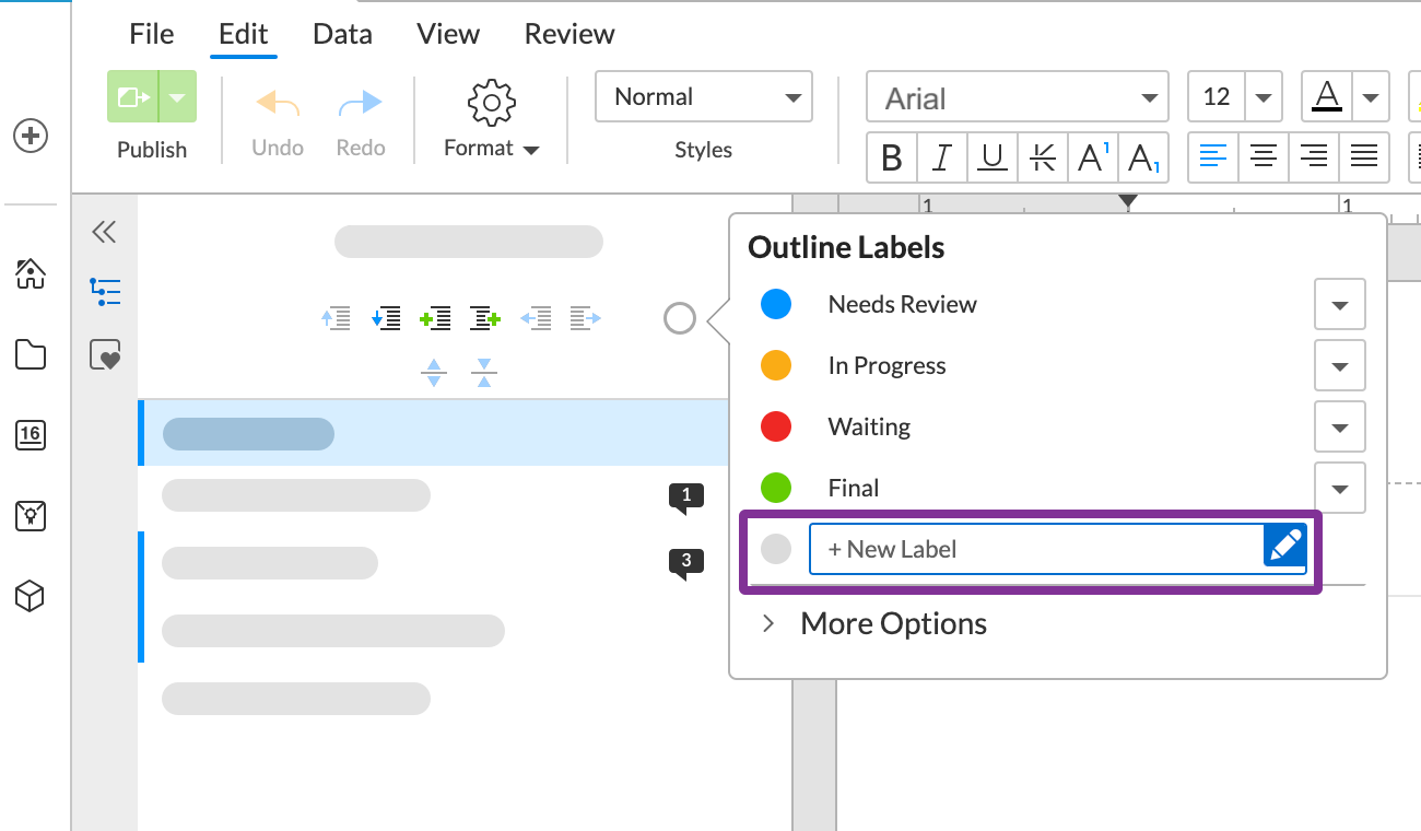 double click the new label field to add a new label