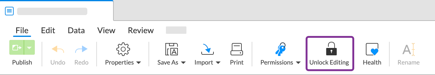 click Unlock Editing in the File toolbar