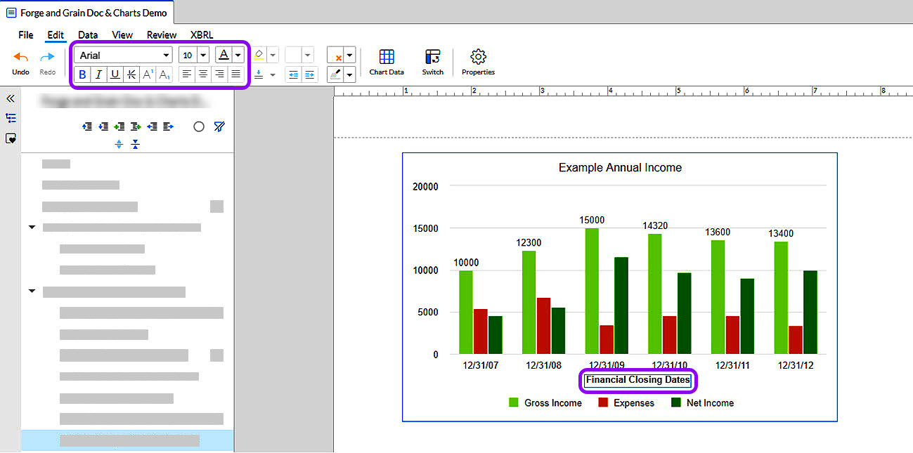 formatear los títulos de los ejes del gráfico