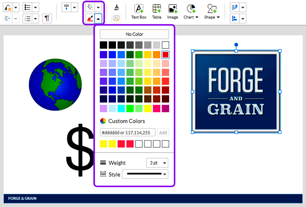 insert an image in Presentations