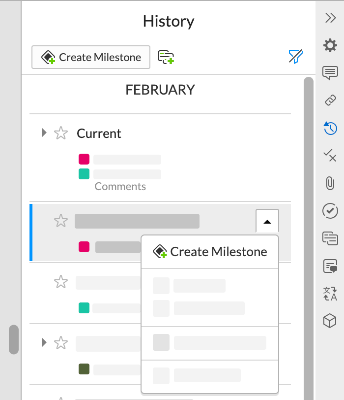 the history panel shows when changes were made and lists the users who made changes