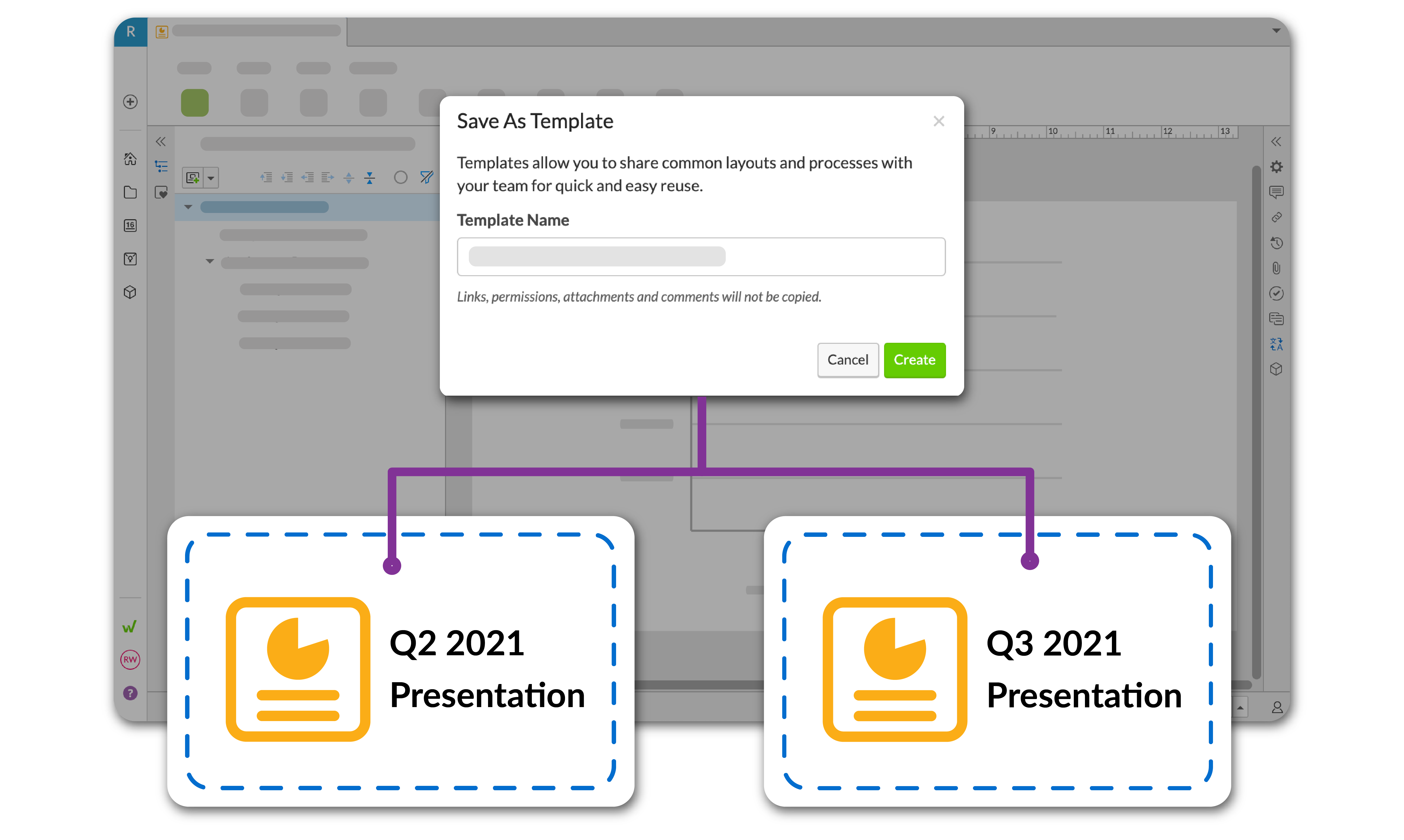 templates copy all design and content from your file into a reusable presentation base