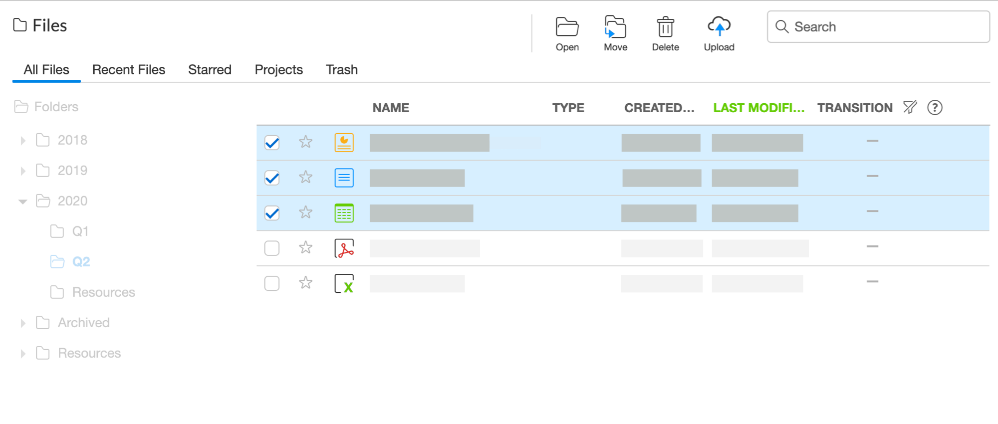 Select files
