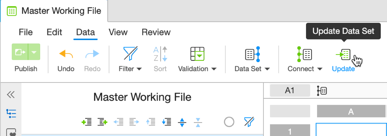 access recent data for a spreadsheet