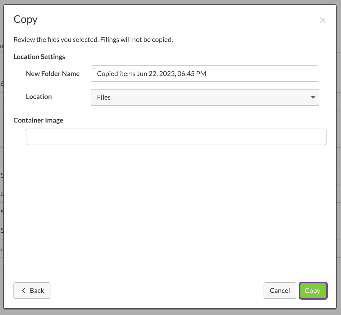 Adjust copy and location settings
