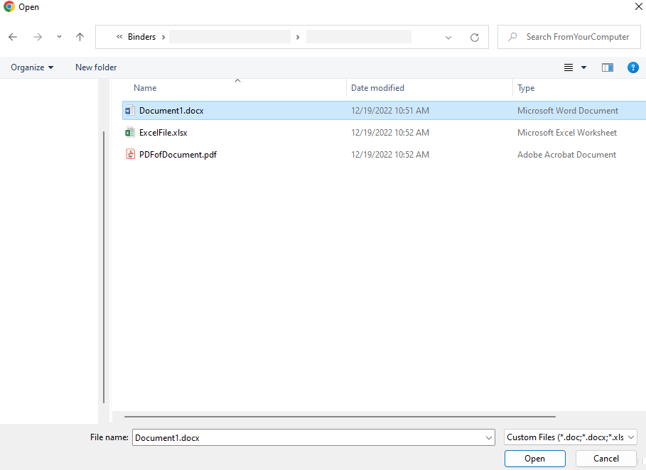 Select a file from your computer