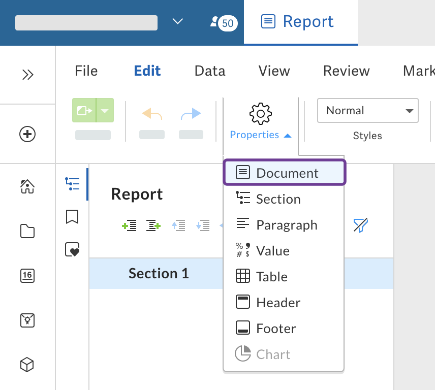 Open Document Properties
