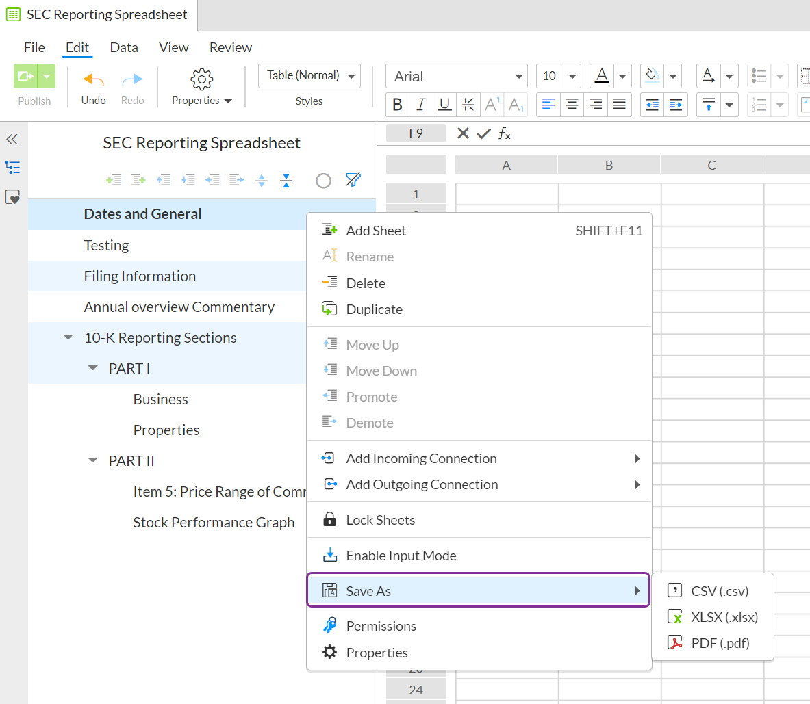 Save sheets as a file type