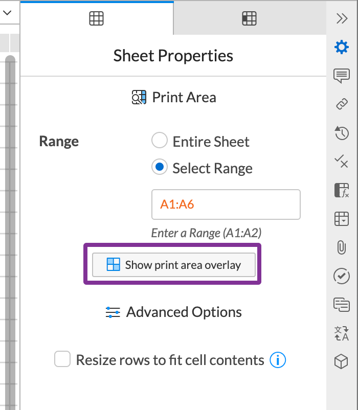 toggle on the print area overlay
