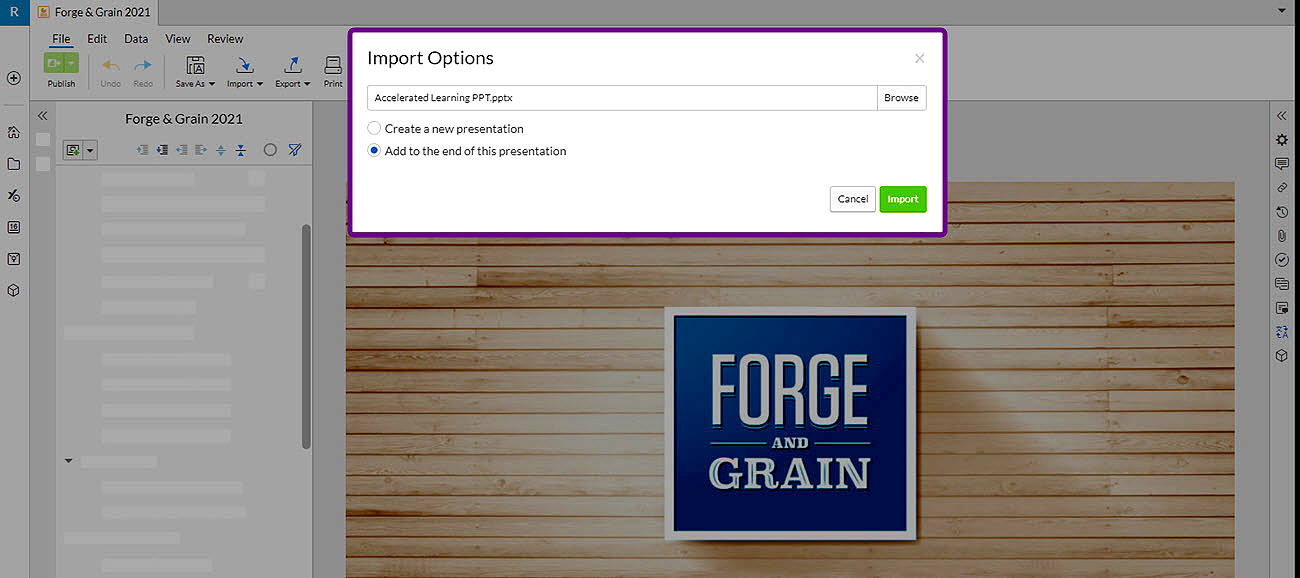how to import a PowerPoint