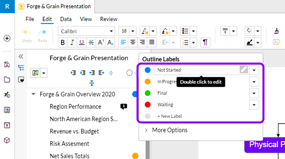 edit outline label names