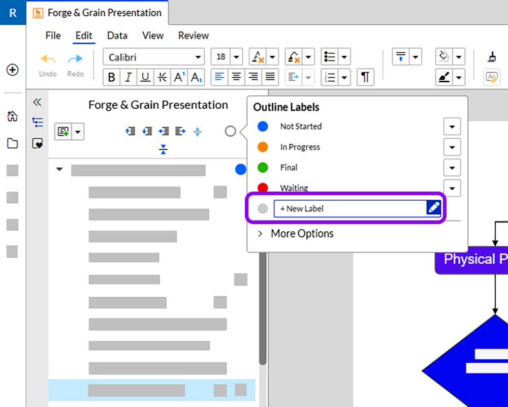 create new outline labels